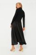 Black Frances Long Sleeve Satin Combo Midi Dress For Sale