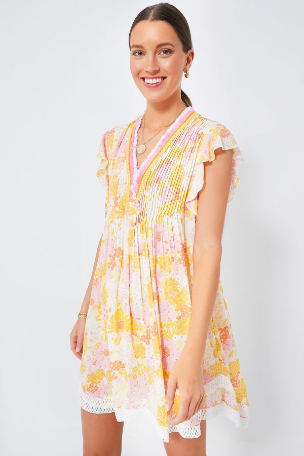 Yellow Flower Mix Sasha Mini Dress Supply