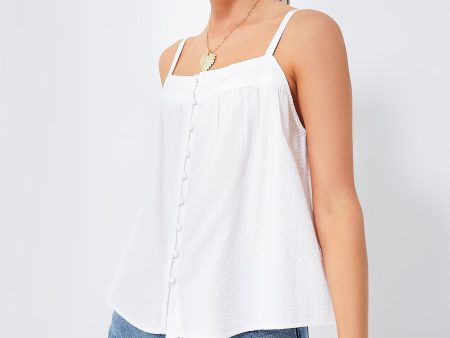 White Marina Seersucker Top For Cheap