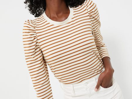 Tan Striped Vesty Long Sleeve Crewneck Discount