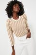 Tan Striped Vesty Long Sleeve Crewneck Discount