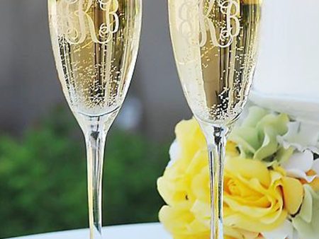 Monogrammed Glass Champagne Flutes (Set of 4) Online now