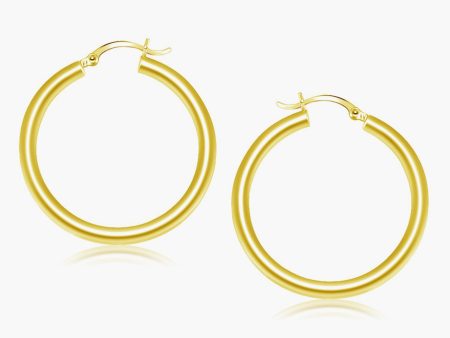 14k Gold Classic 40mm Hoop Earrings For Sale