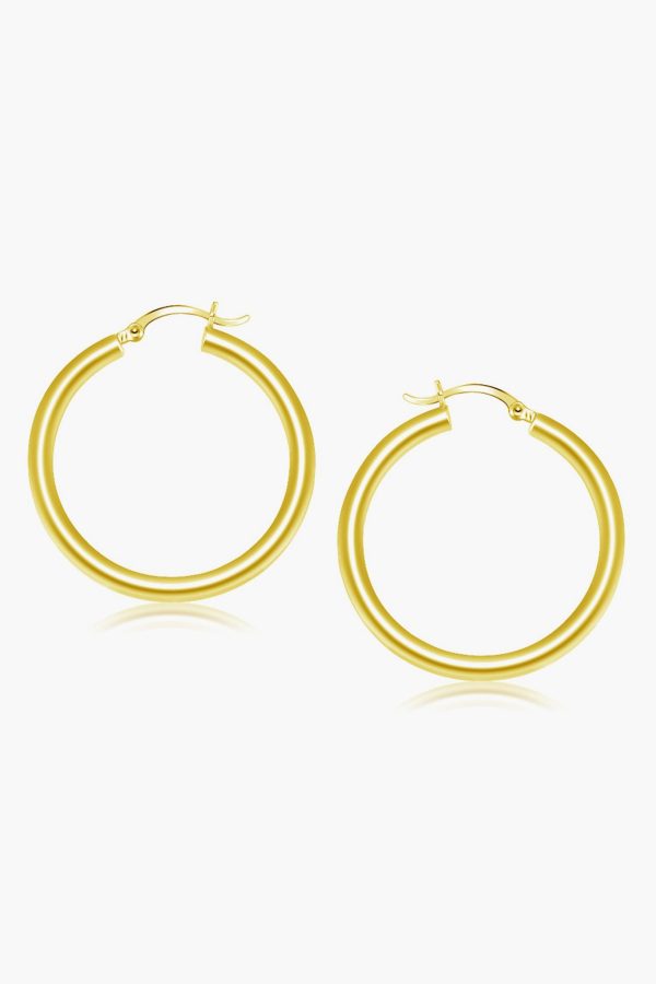 14k Gold Classic 40mm Hoop Earrings For Sale