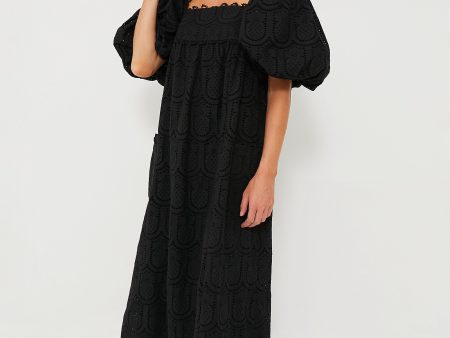 Black Pineapple Cotton Eyelet Maxi Dress Online