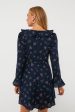 Navy Floral Ruffle Neck Norah Mini Dress Online now