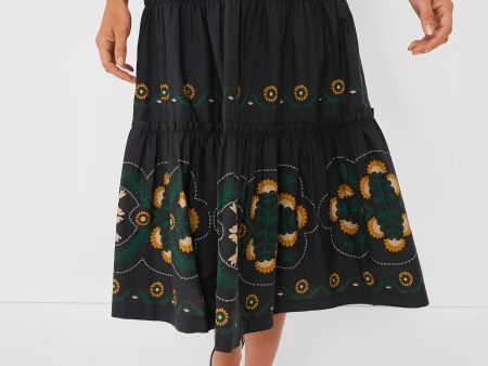 Black Perle Print Tiered Skirt Discount