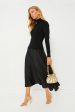 Black Frances Long Sleeve Satin Combo Midi Dress For Sale