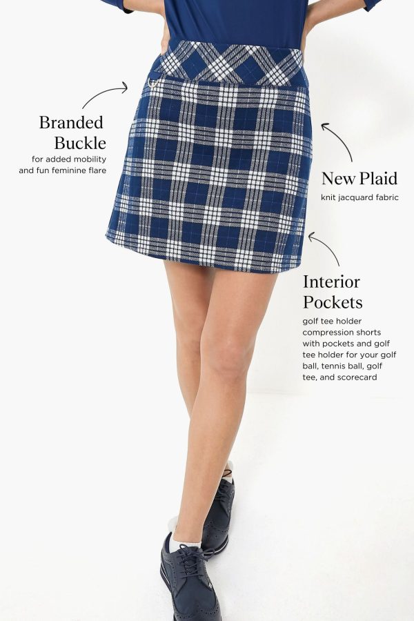 Navy Plaid 17 Inch Helen Golf Skirt For Discount