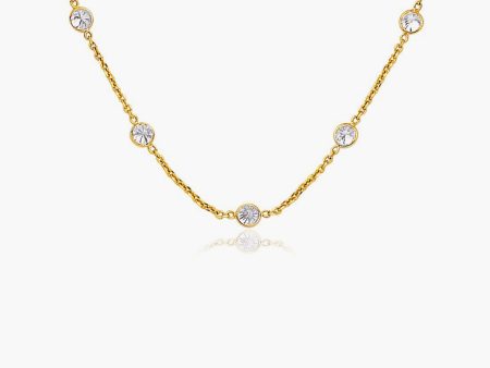 14k Gold CZ Long Links Necklace For Sale