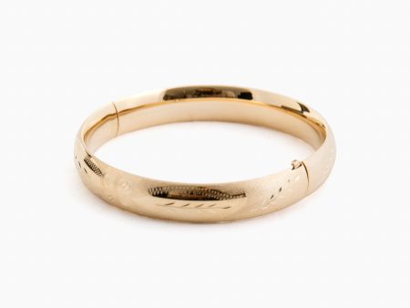 14k Yellow Gold Classic Etched Floral Bangle (.39 w) Online now