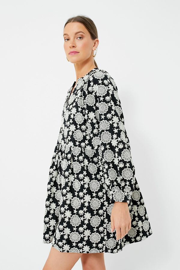 Black & Ivory Eyelet Kathleen Long Sleeve Dress Supply